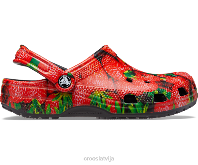 klasiska hiperreāla koka tupele sievietes Crocs kurpes N46T123 sarkans/melns