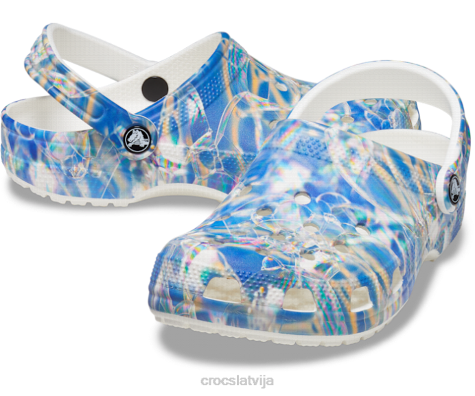 klasiska hiperreāla koka tupele sievietes Crocs kurpes N46T124 multi/balts