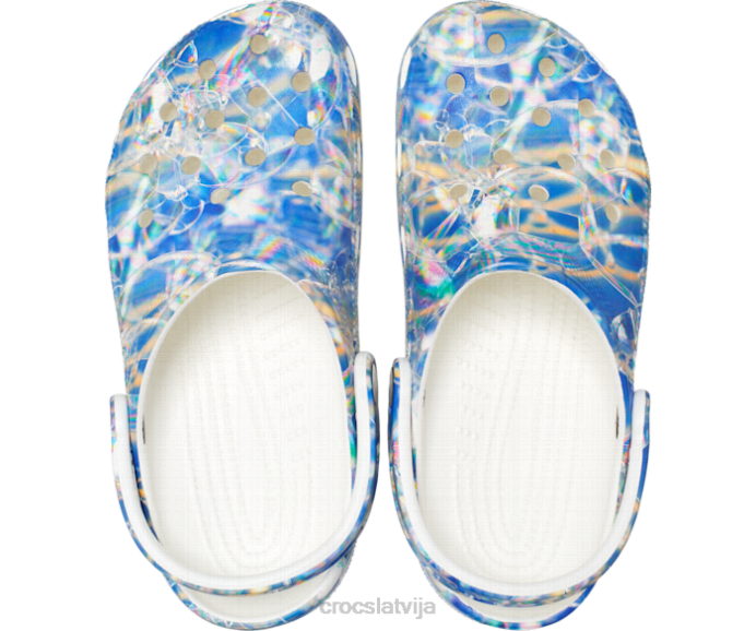 klasiska hiperreāla koka tupele sievietes Crocs kurpes N46T124 multi/balts