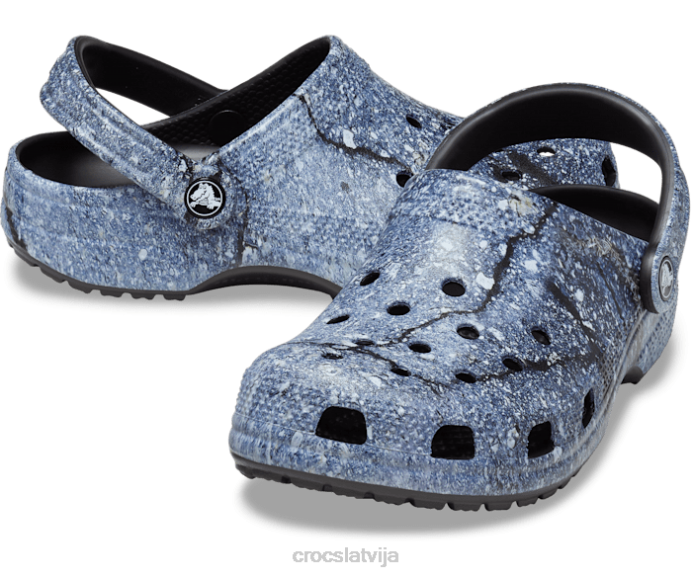 klasiska hiperreāla koka tupele sievietes Crocs kurpes N46T125 multi/melns