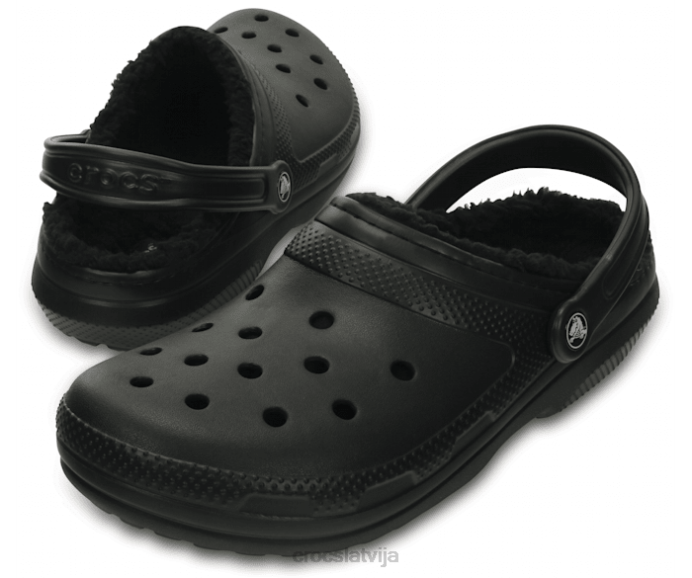 klasiska izklāta koka tupele sievietes Crocs kurpes N46T138 melns