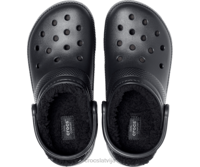 klasiska izklāta koka tupele sievietes Crocs kurpes N46T138 melns