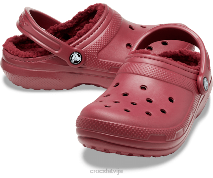 klasiska izklāta koka tupele sievietes Crocs kurpes N46T141 granāts