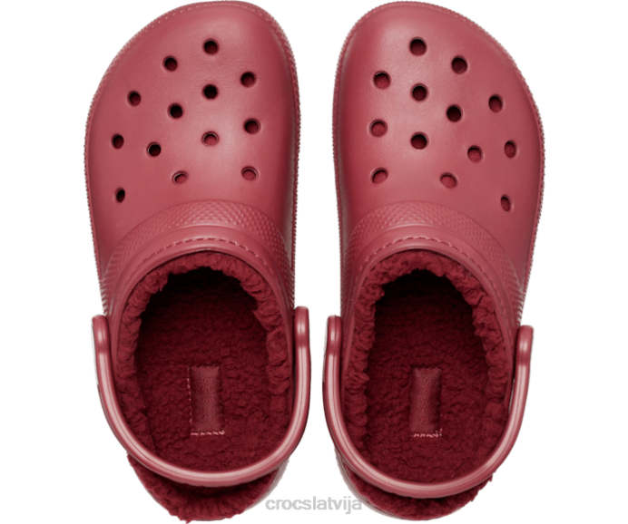 klasiska izklāta koka tupele sievietes Crocs kurpes N46T141 granāts