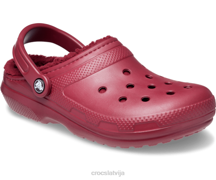 klasiska izklāta koka tupele sievietes Crocs kurpes N46T141 granāts