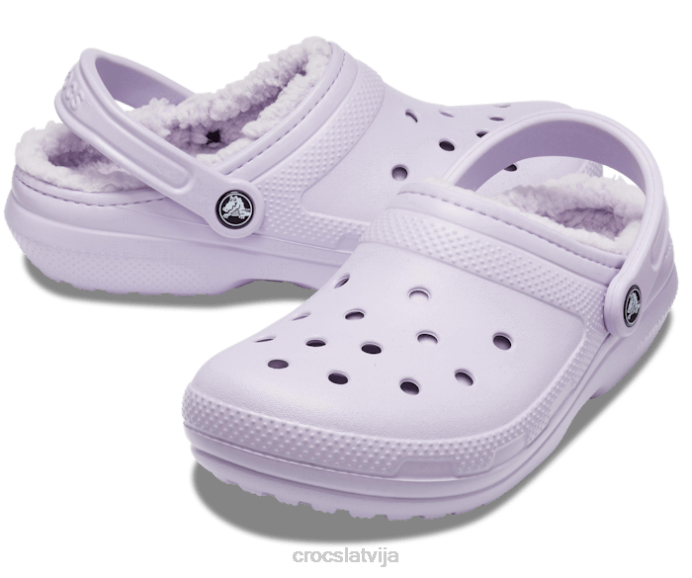klasiska izklāta koka tupele sievietes Crocs kurpes N46T142 lavandas