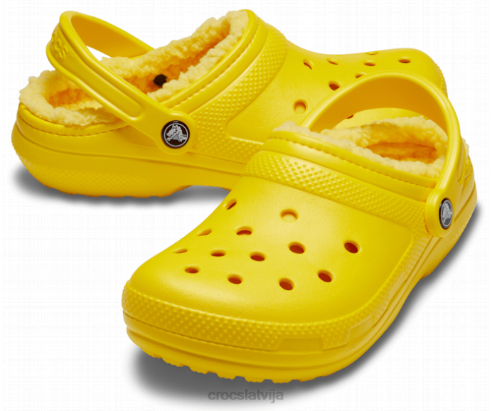 klasiska izklāta koka tupele sievietes Crocs kurpes N46T143 citronu