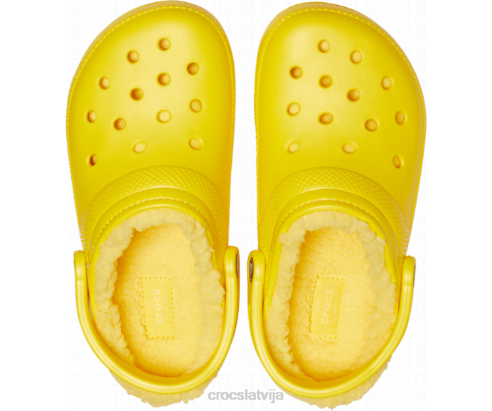 klasiska izklāta koka tupele sievietes Crocs kurpes N46T143 citronu
