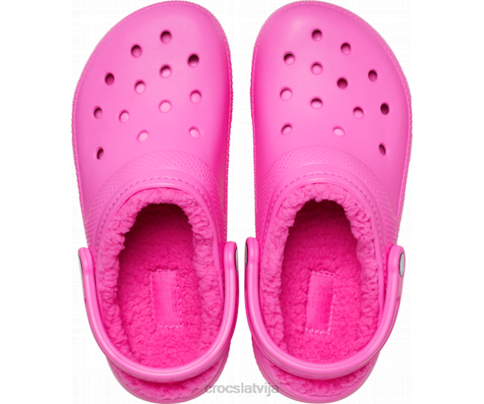 klasiska izklāta koka tupele sievietes Crocs kurpes N46T144 elektriski rozā
