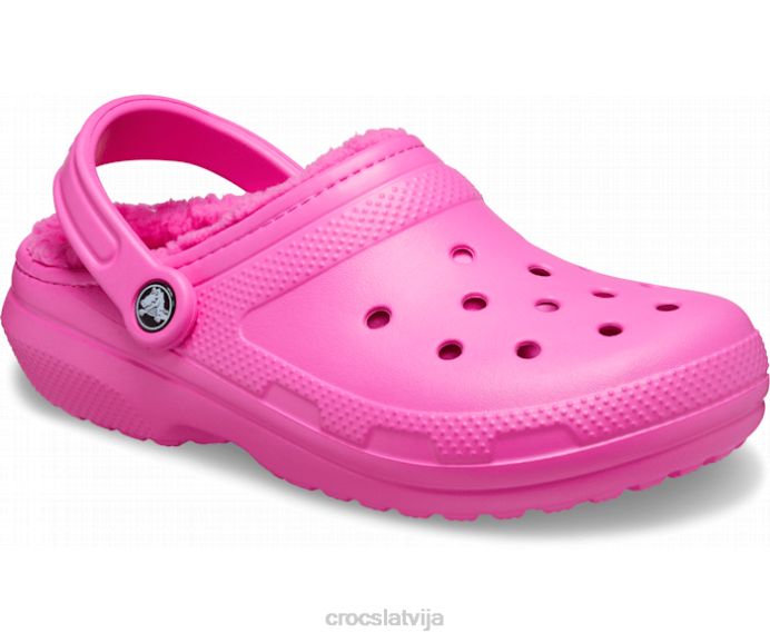 klasiska izklāta koka tupele sievietes Crocs kurpes N46T144 elektriski rozā
