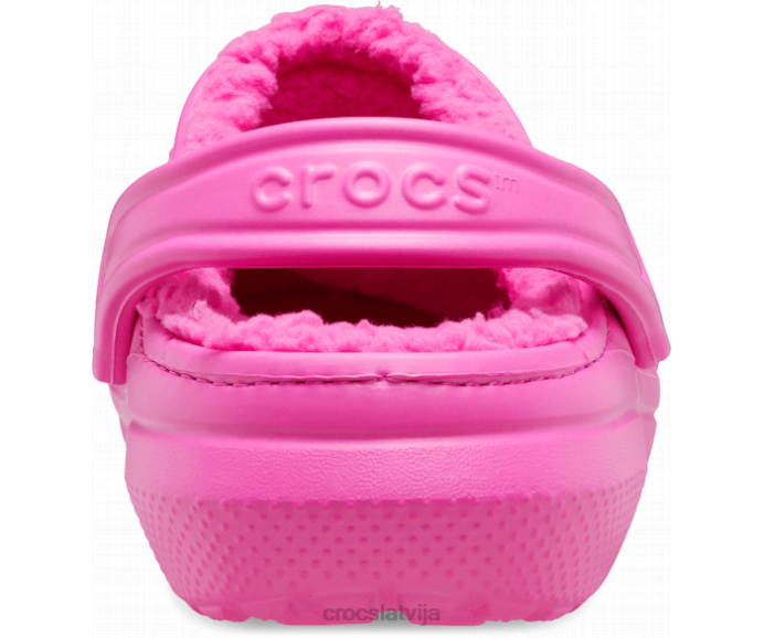 klasiska izklāta koka tupele sievietes Crocs kurpes N46T144 elektriski rozā