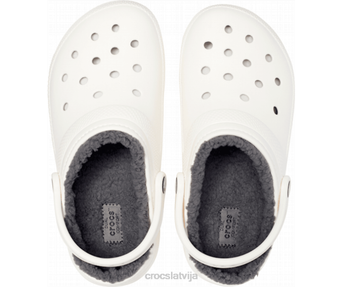 klasiska izklāta koka tupele sievietes Crocs kurpes N46T221 balts/pelēks
