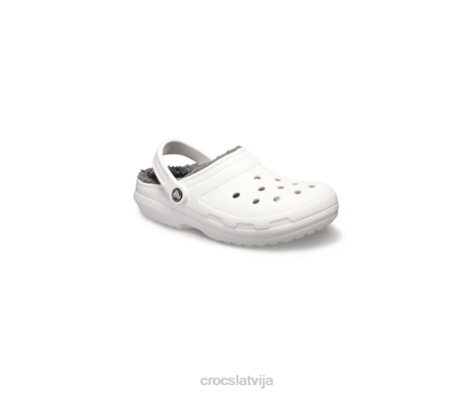 klasiska izklāta koka tupele sievietes Crocs kurpes N46T221 balts/pelēks