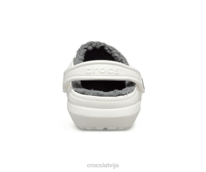 klasiska izklāta koka tupele sievietes Crocs kurpes N46T221 balts/pelēks