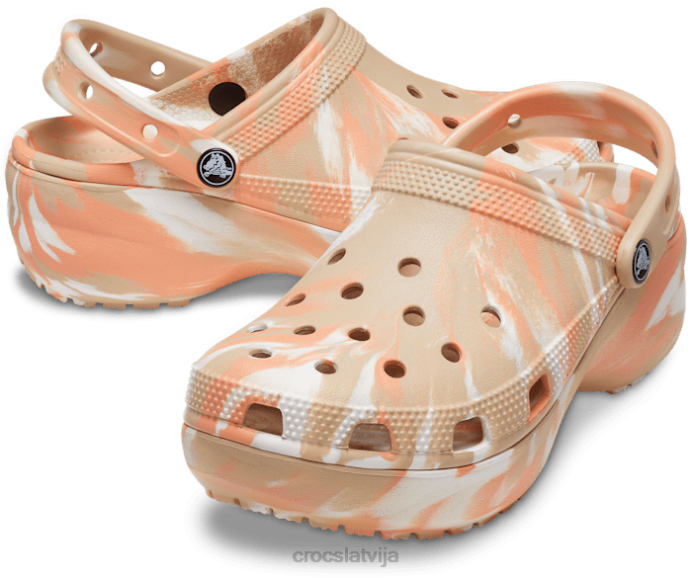 klasiska platformas marmora koka tupele sievietes Crocs kurpes N46T170 chai/multi