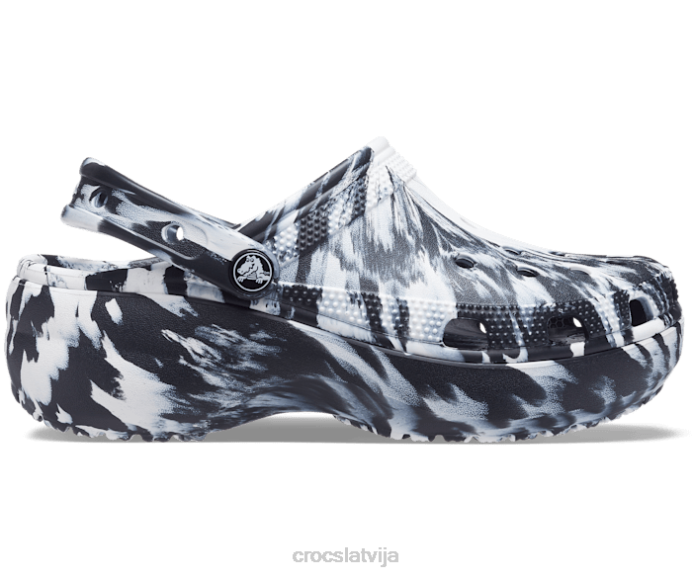 klasiska platformas marmora koka tupele sievietes Crocs kurpes N46T362 melns balts