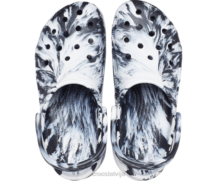 klasiska platformas marmora koka tupele sievietes Crocs kurpes N46T362 melns balts