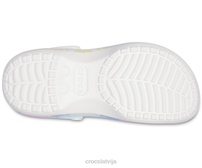 klasiska platformas tie-dye grafiskā koka tupele sievietes Crocs kurpes N46T161 balts/multi