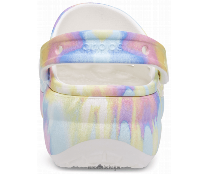 klasiska platformas tie-dye grafiskā koka tupele sievietes Crocs kurpes N46T161 balts/multi