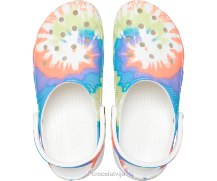klasiska platformas tie-dye grafiskā koka tupele sievietes Crocs kurpes N46T162 skābeklis/multi