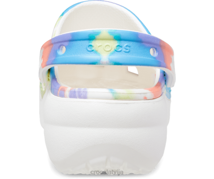 klasiska platformas tie-dye grafiskā koka tupele sievietes Crocs kurpes N46T162 skābeklis/multi