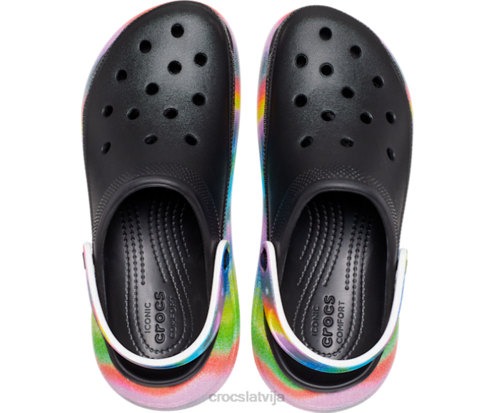 klasisks crush izsmidzināms krāsvielu aizsprostojums sievietes Crocs kurpes N46T127 melns/multi