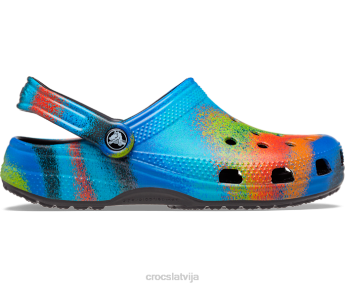 klasisks izsmidzināms krāsvielu aizsprostojums sievietes Crocs kurpes N46T196 melns/multi