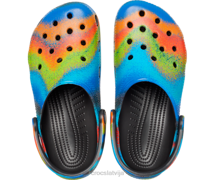klasisks izsmidzināms krāsvielu aizsprostojums sievietes Crocs kurpes N46T196 melns/multi