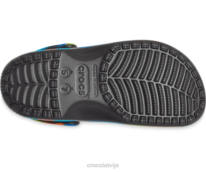 klasisks izsmidzināms krāsvielu aizsprostojums sievietes Crocs kurpes N46T196 melns/multi