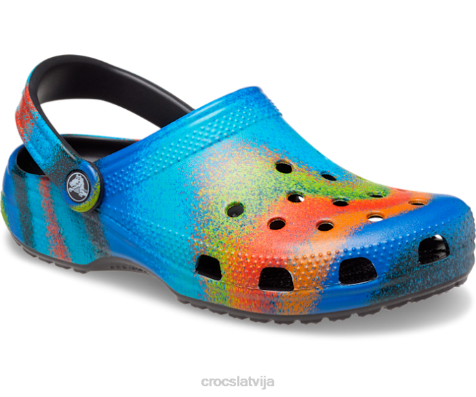 klasisks izsmidzināms krāsvielu aizsprostojums sievietes Crocs kurpes N46T196 melns/multi