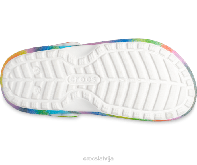 klasisks kažokādas apšuvums ar izsmidzināmu krāsvielu sievietes Crocs kurpes N46T177 balts/multi