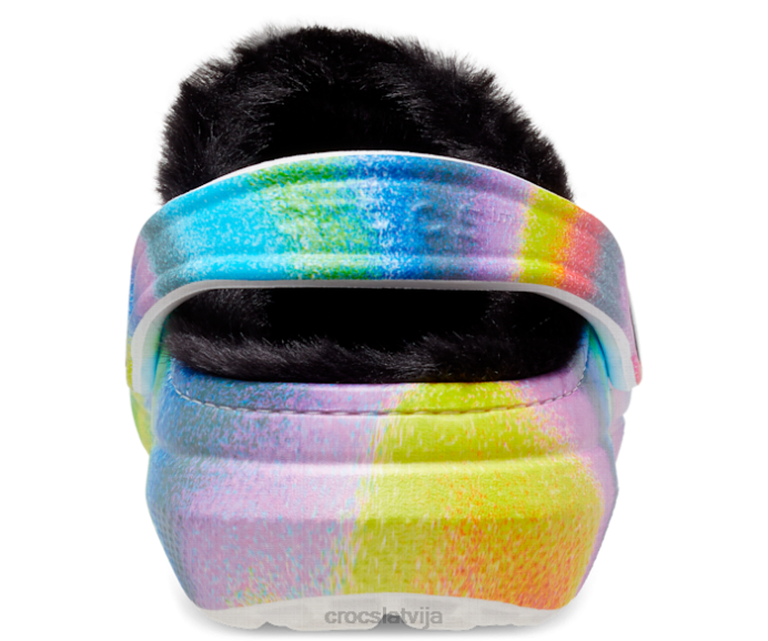klasisks kažokādas apšuvums ar izsmidzināmu krāsvielu sievietes Crocs kurpes N46T177 balts/multi