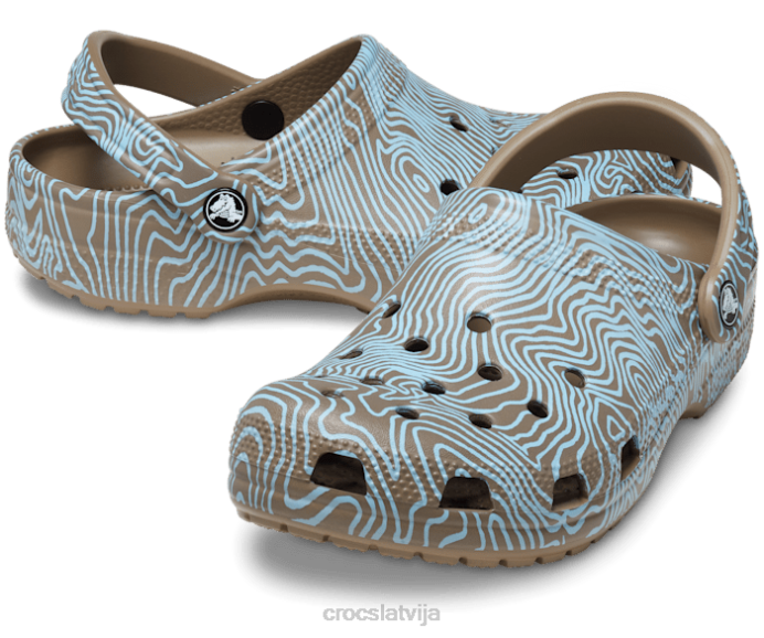 klasisks topogrāfiskais aizsprostojums sievietes Crocs kurpes N46T136 haki/multi