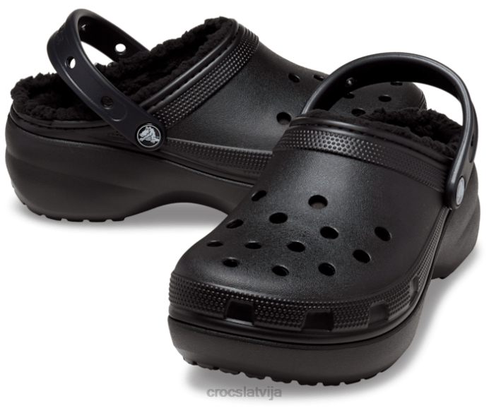 klasisks tupele ar platformu sievietes Crocs kurpes N46T164 melns