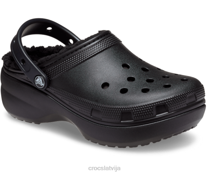 klasisks tupele ar platformu sievietes Crocs kurpes N46T164 melns