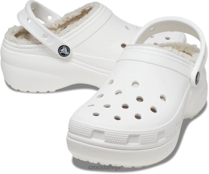 klasisks tupele ar platformu sievietes Crocs kurpes N46T165 balts