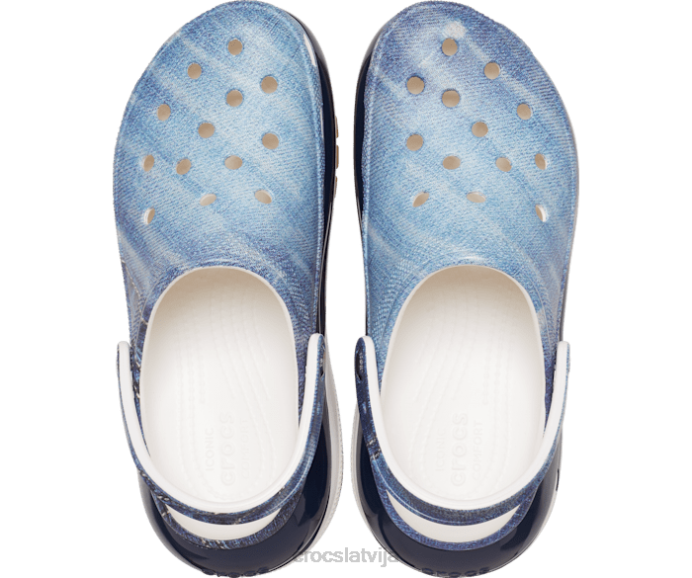 mega crush džinsu tupele sievietes Crocs kurpes N46T126 balts/multi