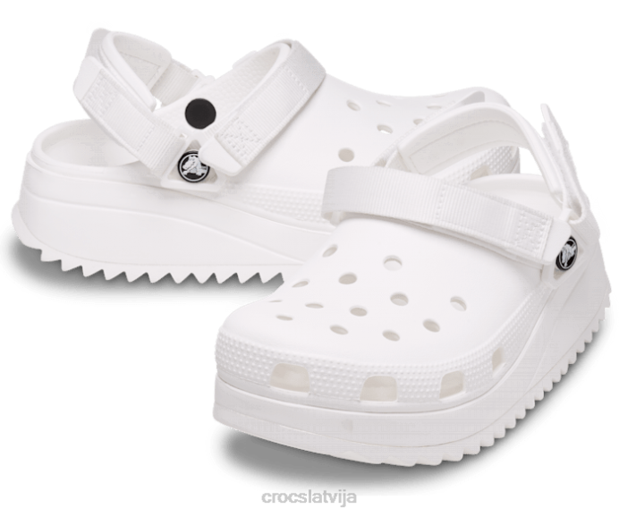 pārgājiena koka tupele sievietes Crocs kurpes N46T181 balts