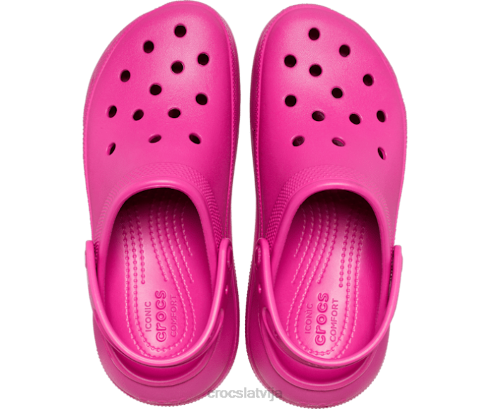 saspiest aizsērējumu sievietes Crocs kurpes N46T40 fuksijas jautrība