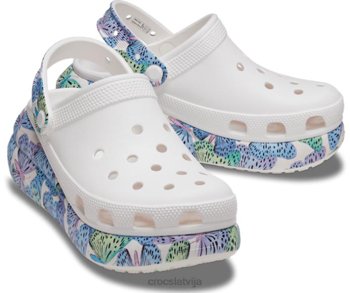 simpātiju tauriņu tupele sievietes Crocs kurpes N46T121 balts/multi