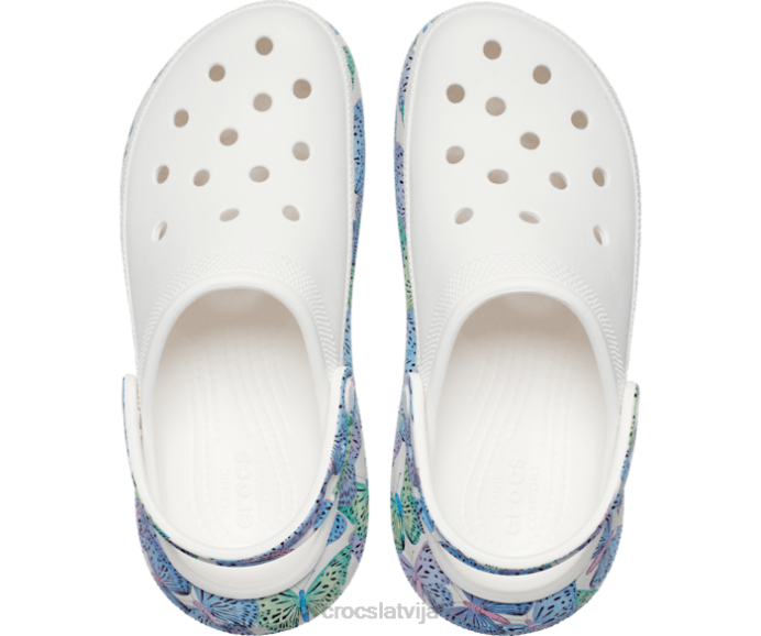 simpātiju tauriņu tupele sievietes Crocs kurpes N46T121 balts/multi