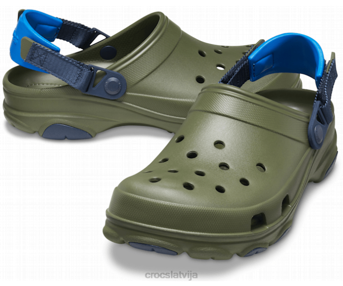 visurgājējs koka tupele sievietes Crocs kurpes N46T110 armija zaļa/navy