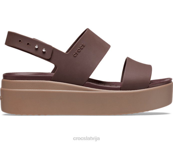 Bruklinas zemais ķīlis sievietes Crocs kurpes N46T326 mokas/sēne