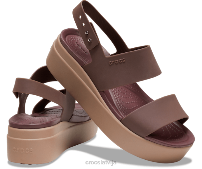 Bruklinas zemais ķīlis sievietes Crocs kurpes N46T326 mokas/sēne