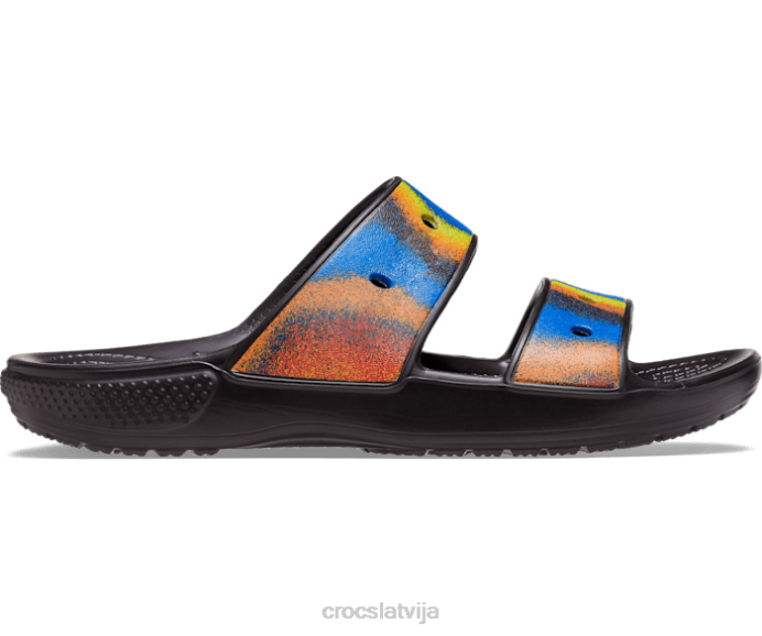 klasiskās izsmidzināmās krāsas sandales sievietes Crocs kurpes N46T311 melns/multi