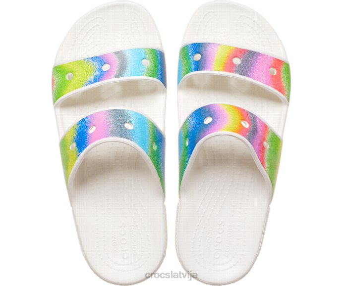 klasiskās izsmidzināmās krāsas sandales sievietes Crocs kurpes N46T312 balts/multi