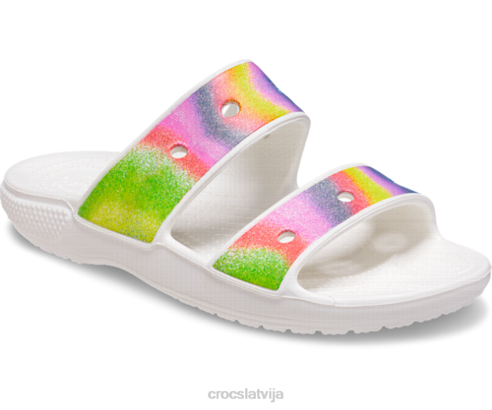 klasiskās izsmidzināmās krāsas sandales sievietes Crocs kurpes N46T312 balts/multi