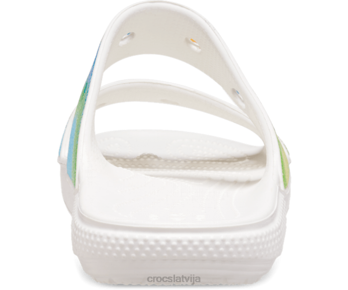 klasiskās izsmidzināmās krāsas sandales sievietes Crocs kurpes N46T312 balts/multi