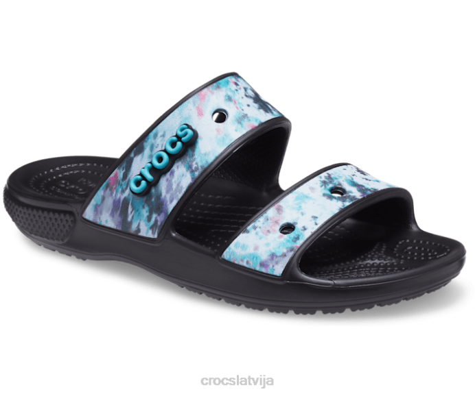 klasiskas grafiskas sandales ar kaklasaiti sievietes Crocs kurpes N46T321 multi/melns