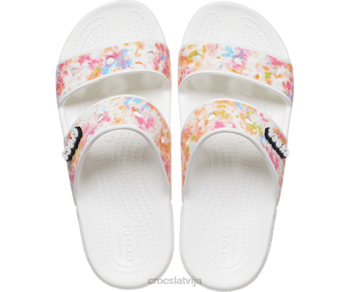 klasiskas grafiskas sandales ar kaklasaiti sievietes Crocs kurpes N46T322 multi/balts